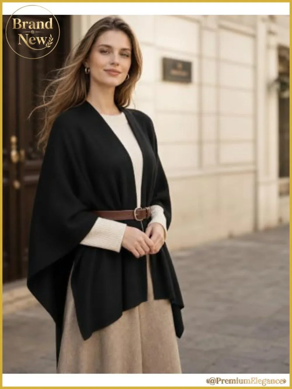 Open Front Knit Shawl Wrap Poncho Cape Sweater Scarf for Women